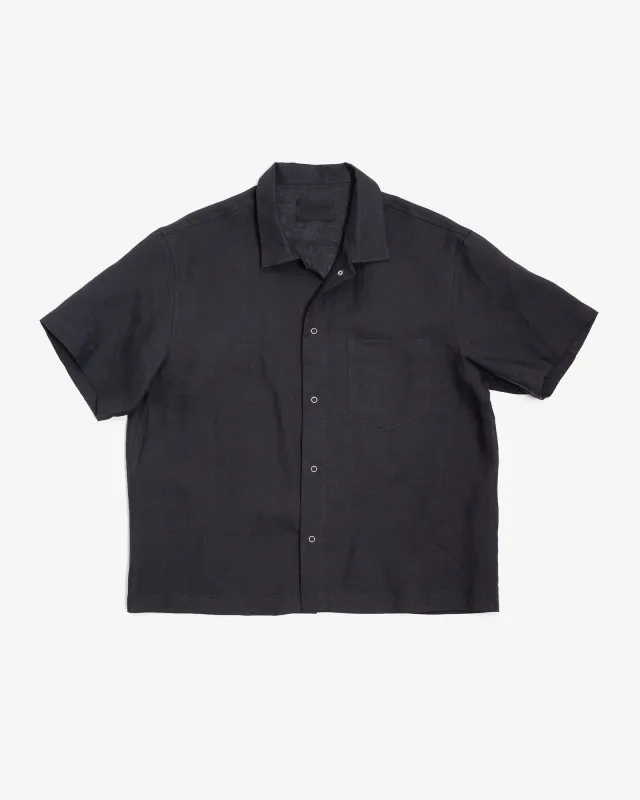 SUNDOWN SHIRT - BLACK BELGIAN LINEN made by James Coward