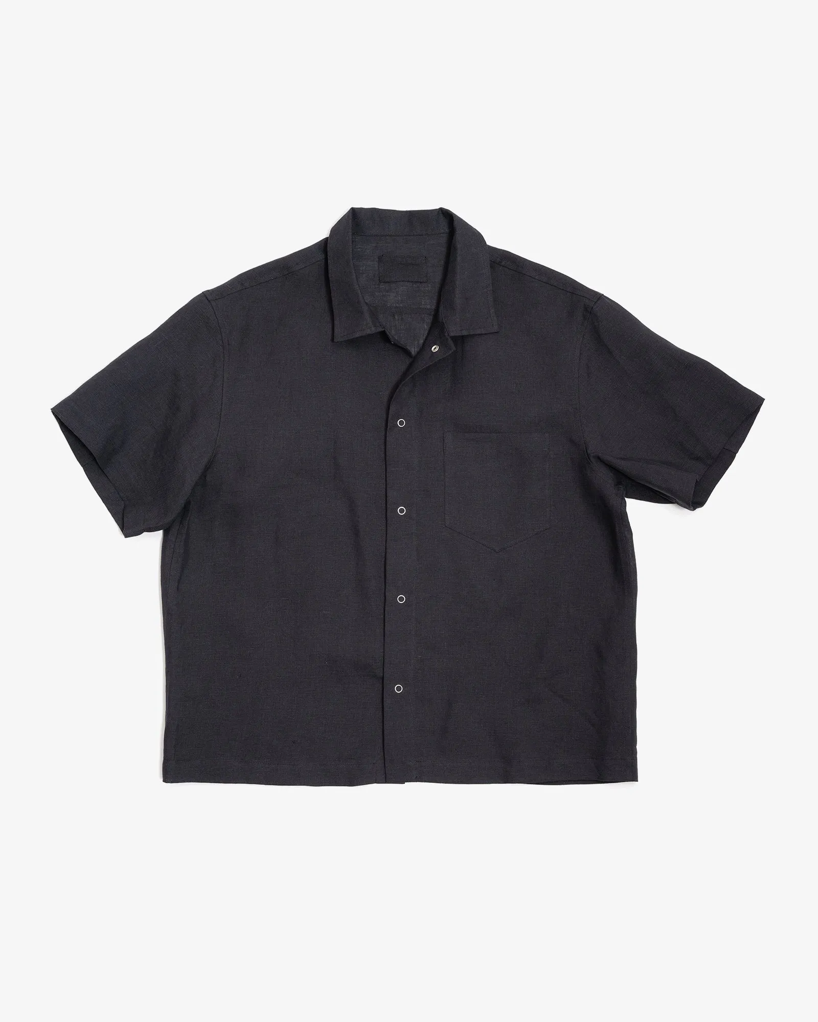 SUNDOWN SHIRT - BLACK BELGIAN LINEN sold by James Coward