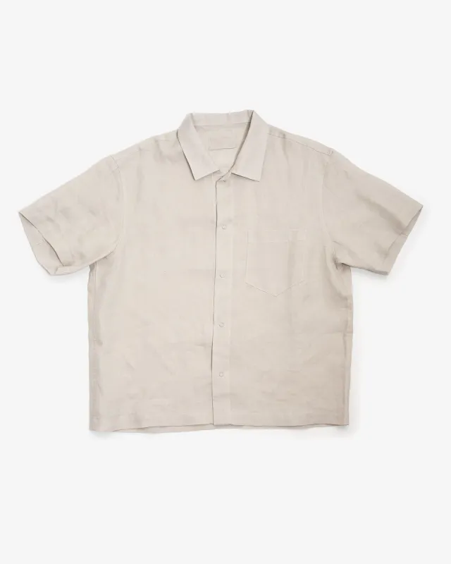 SUNDOWN SHIRT - LIGHT GREY BELGIAN LINEN made by James Coward
