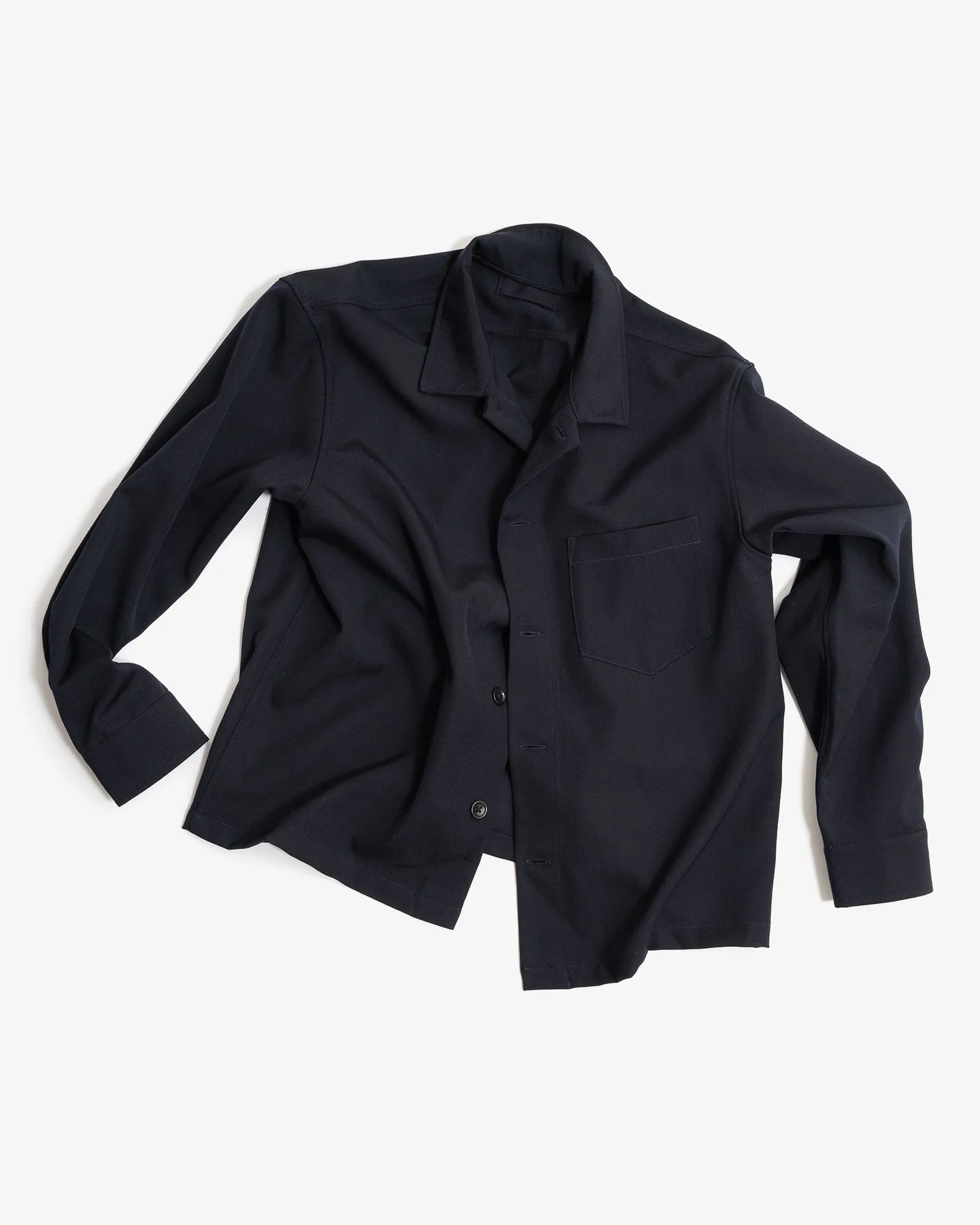 TRAVAIL SHIRT - NAVY MEDIUMWEIGHT WOOL GABARDINE sold by James Coward product image thumbnail 4