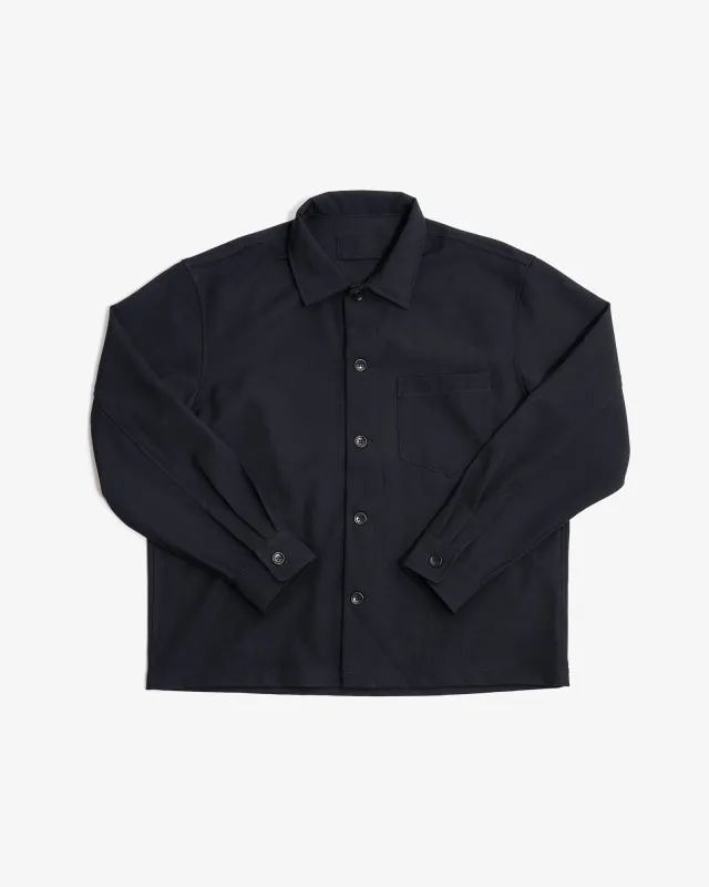 TRAVAIL SHIRT - NAVY MEDIUMWEIGHT WOOL GABARDINE made by James Coward