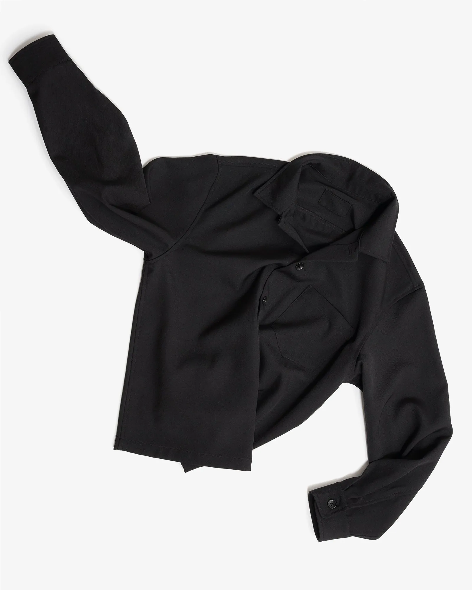 TRAVAIL SHIRT - BLACK MEDIUMWEIGHT WOOL GABARDINE sold by James Coward product image thumbnail 5