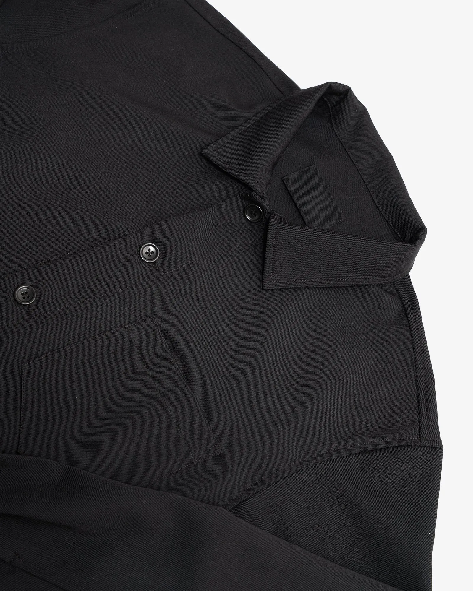 TRAVAIL SHIRT - BLACK MEDIUMWEIGHT WOOL GABARDINE sold by James Coward product image thumbnail 2