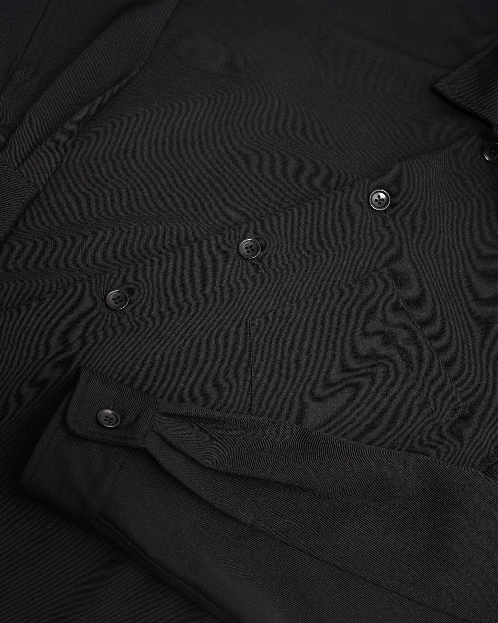 TRAVAIL SHIRT - BLACK MEDIUMWEIGHT WOOL GABARDINE sold by James Coward product image thumbnail 4