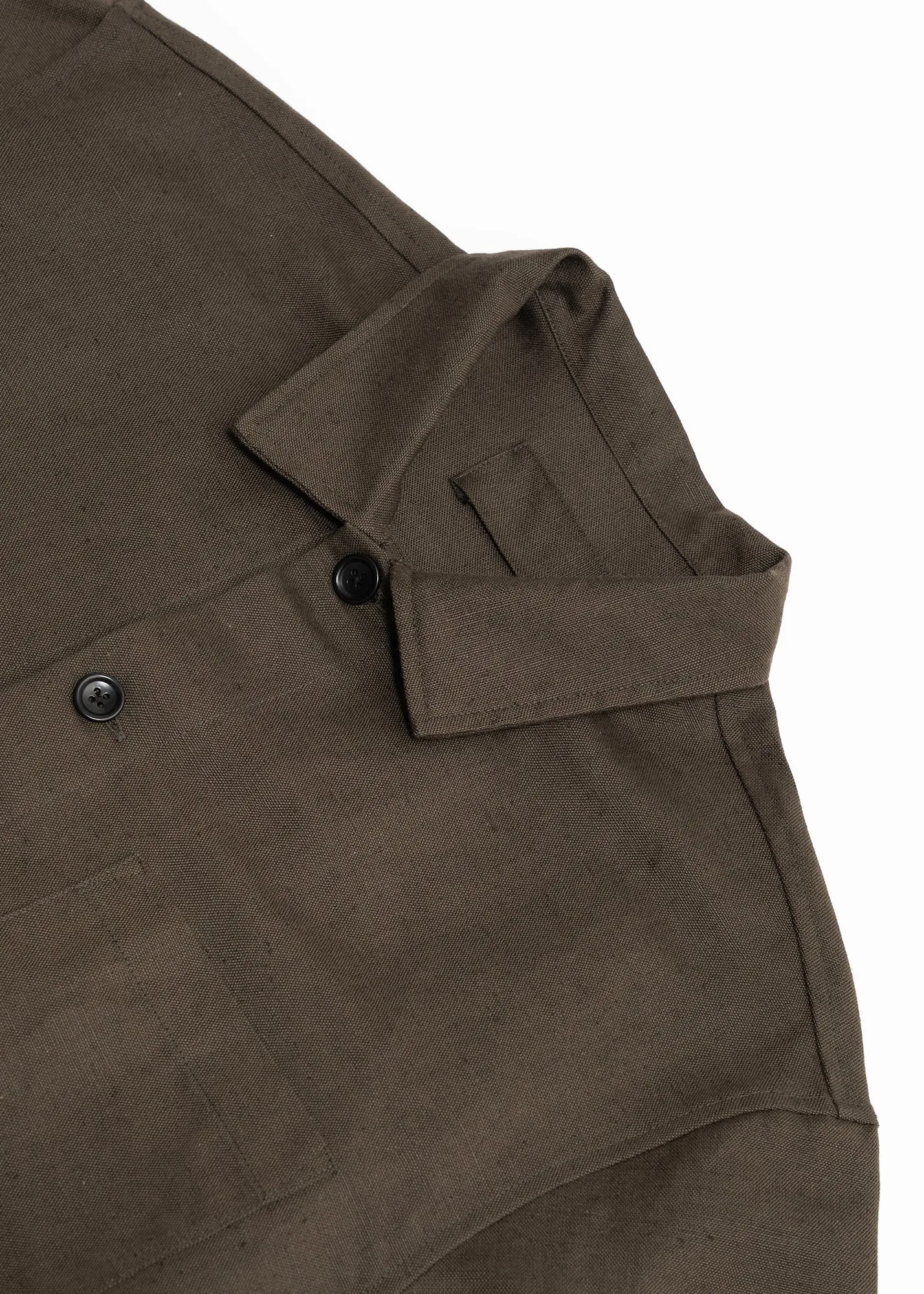TRAVAIL SHIRT - COFFEE GROUNDS WELTERWEIGHT BELGIAN LINEN sold by James Coward product image thumbnail 2
