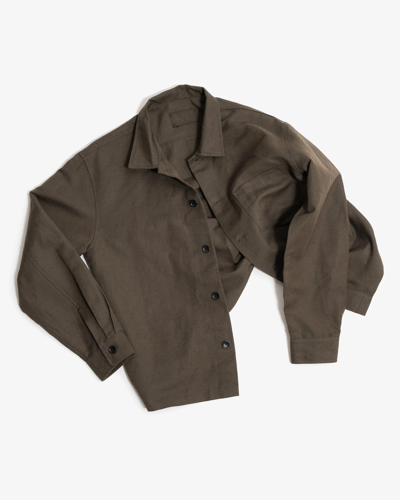 TRAVAIL SHIRT - COFFEE GROUNDS WELTERWEIGHT BELGIAN LINEN sold by James Coward product image thumbnail 4