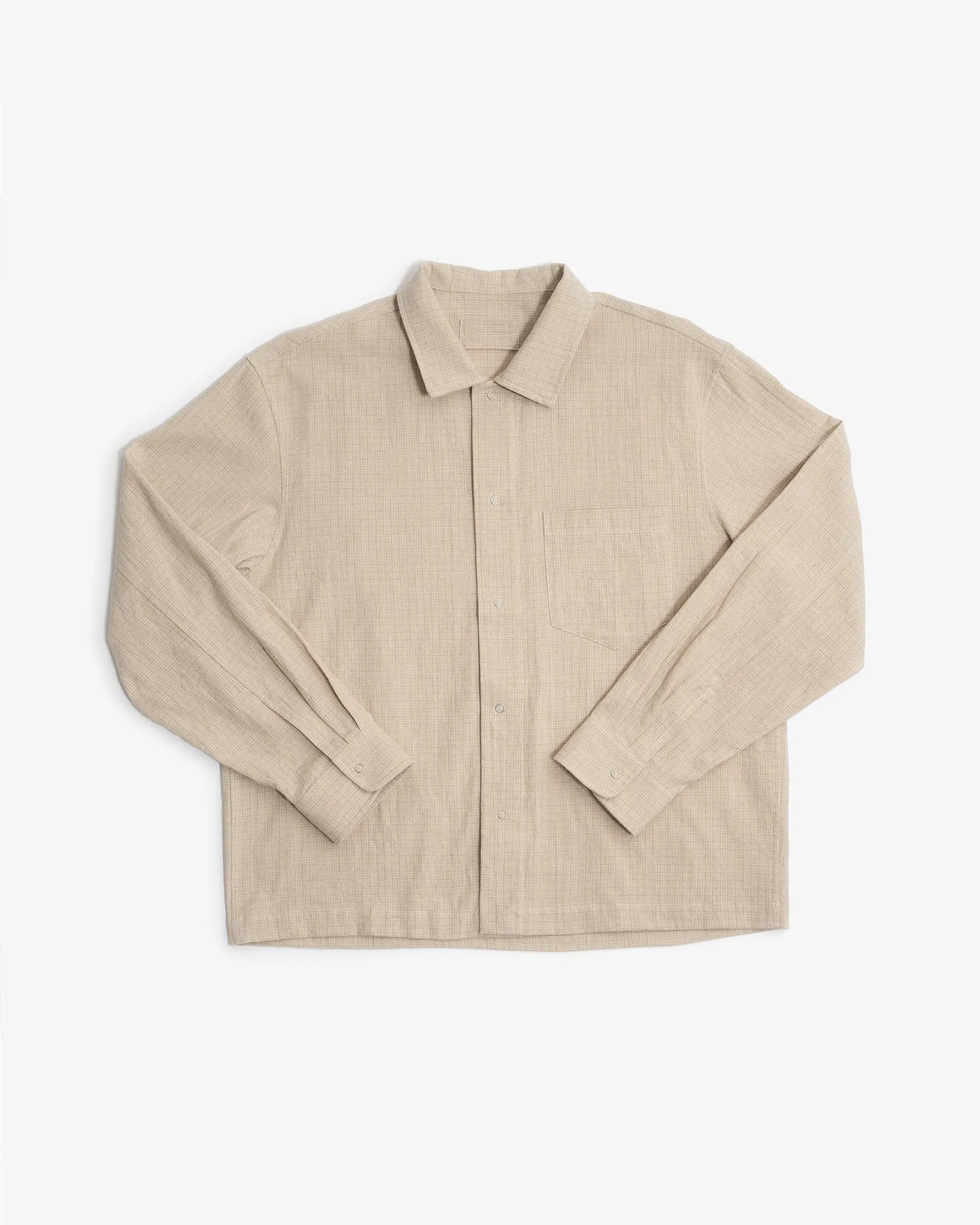 PREORDER: WORKSHOP SHIRT - NATURAL COTTON/LINEN GRID sold by James Coward