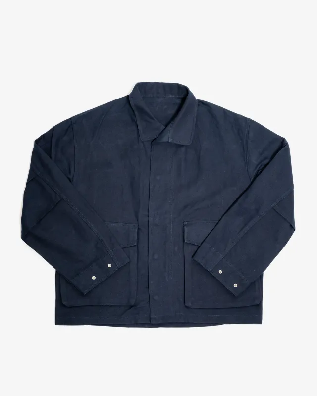 SIX JACKET - NAVY WAXED COTTON/WASHI OXFORD CLOTH made by James Coward