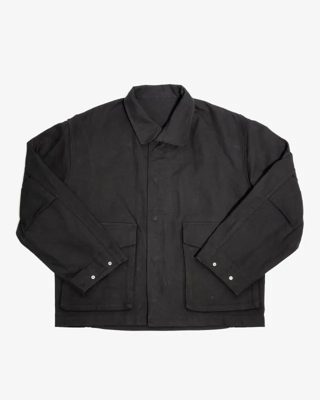 SIX JACKET - BLACK WAXED COTTON/WASHI OXFORD CLOTH made by James Coward