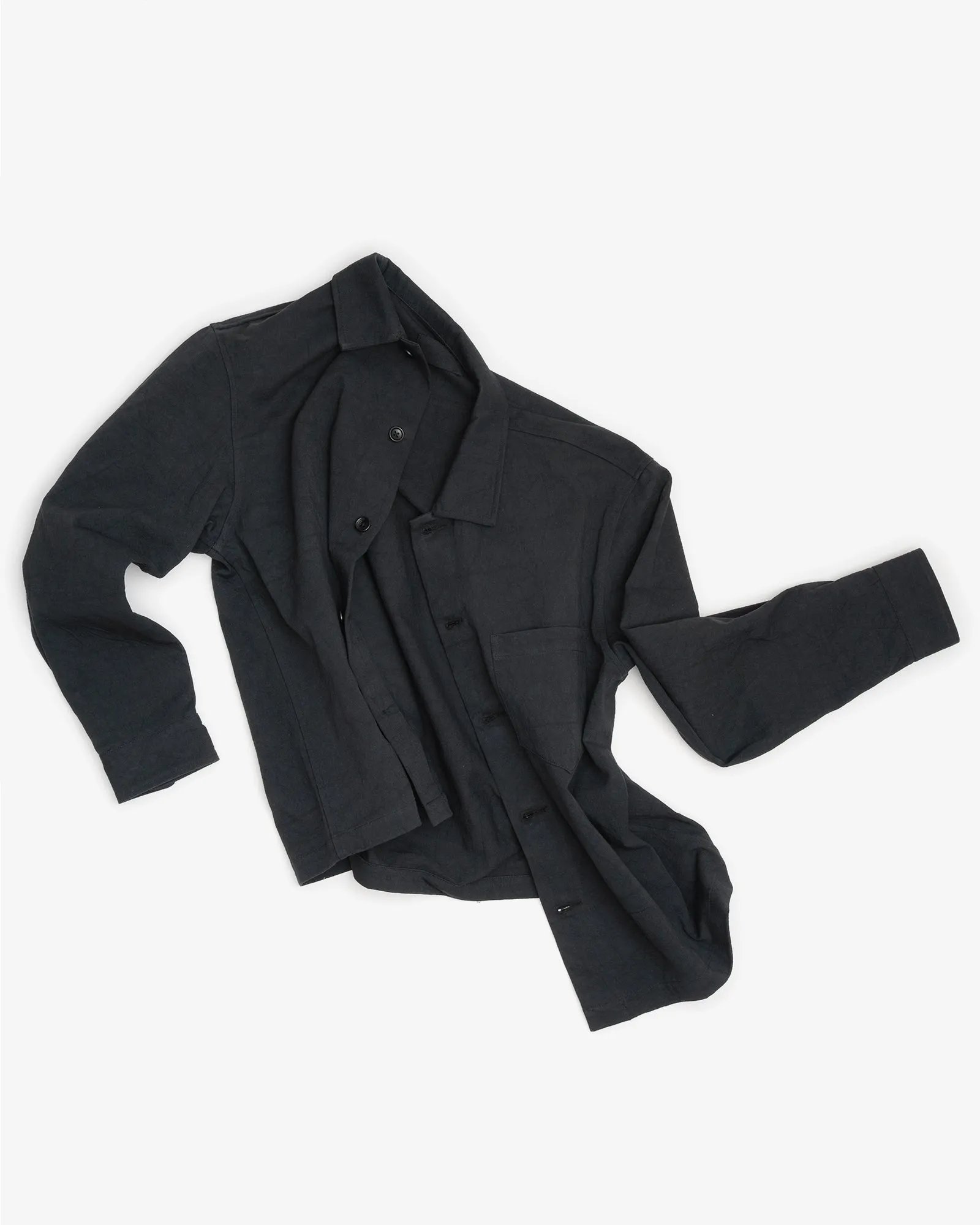 TRAVAIL SHIRT - BLACK DRUM DYED BACK SATIN sold by James Coward product image thumbnail 4