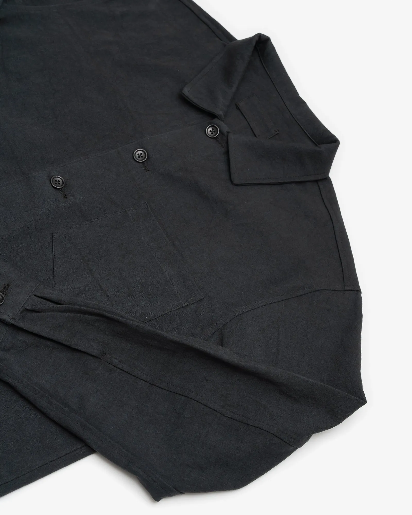 TRAVAIL SHIRT - BLACK DRUM DYED BACK SATIN sold by James Coward product image thumbnail 2