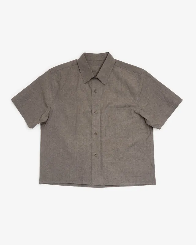 SHORT SLEEVE SHIRT - GREY SUN DRIED TYPEWRITER CLOTH made by James Coward
