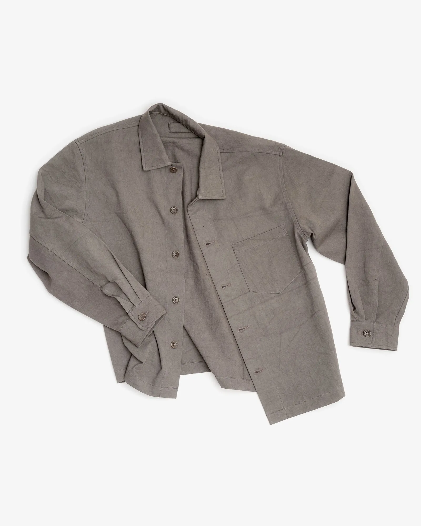 TRAVAIL SHIRT - LIGHT GREY DRUM DYED BACK SATIN sold by James Coward product image thumbnail 4