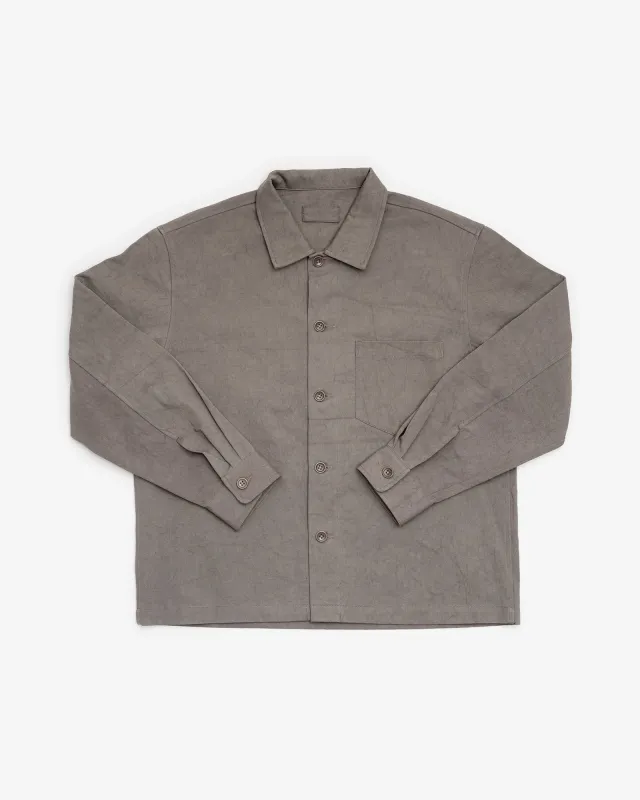 TRAVAIL SHIRT - LIGHT GREY DRUM DYED BACK SATIN made by James Coward