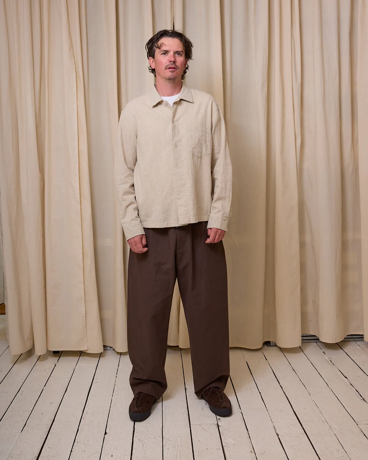 WORKSHOP SHIRT - NATURAL COTTON/LINEN GRID sold by James Coward product image thumbnail 2