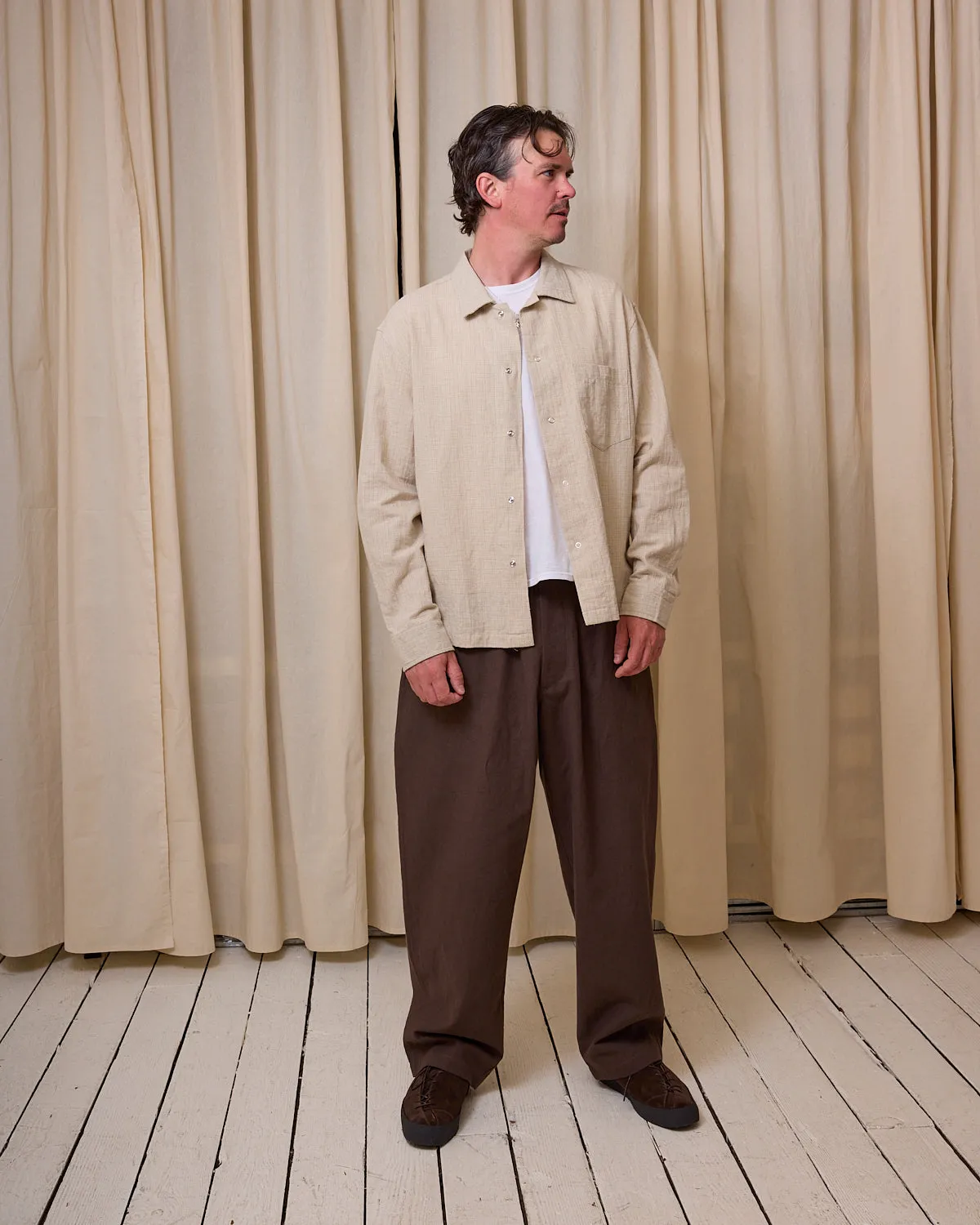 WORKSHOP SHIRT - NATURAL COTTON/LINEN GRID sold by James Coward product image thumbnail 3
