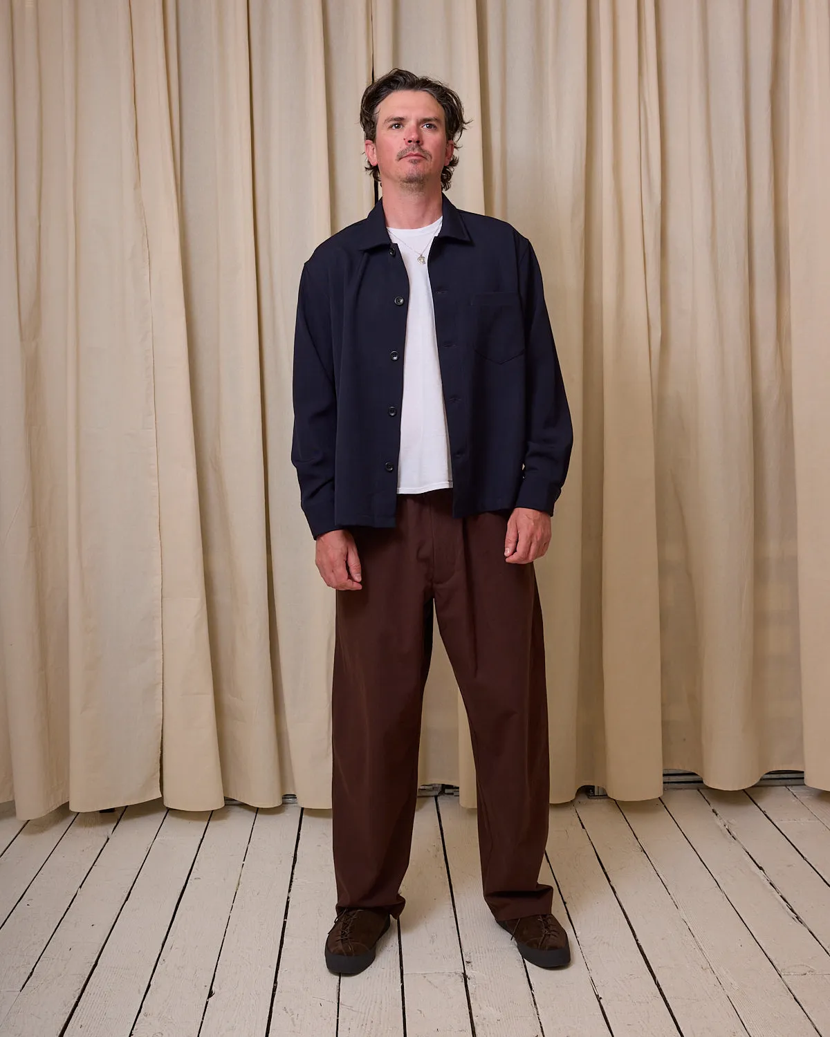 TRAVAIL SHIRT - NAVY MEDIUMWEIGHT WOOL GABARDINE sold by James Coward product image thumbnail 2