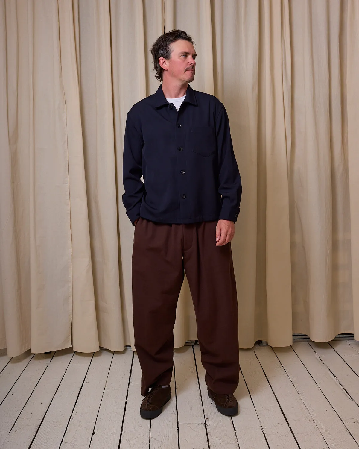 TRAVAIL SHIRT - NAVY MEDIUMWEIGHT WOOL GABARDINE sold by James Coward product image thumbnail 3