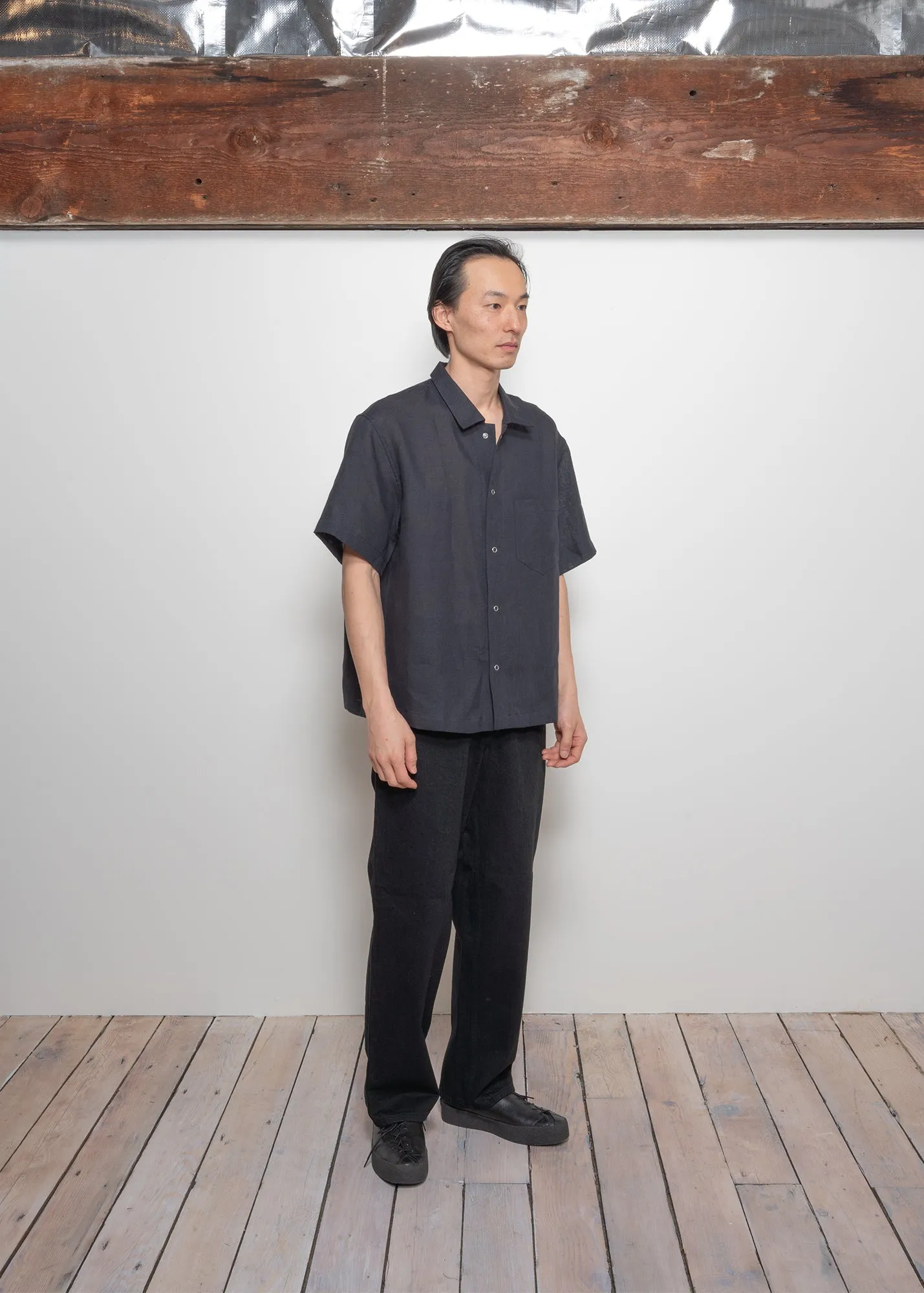 SUNDOWN SHIRT - BLACK BELGIAN LINEN sold by James Coward product image thumbnail 3