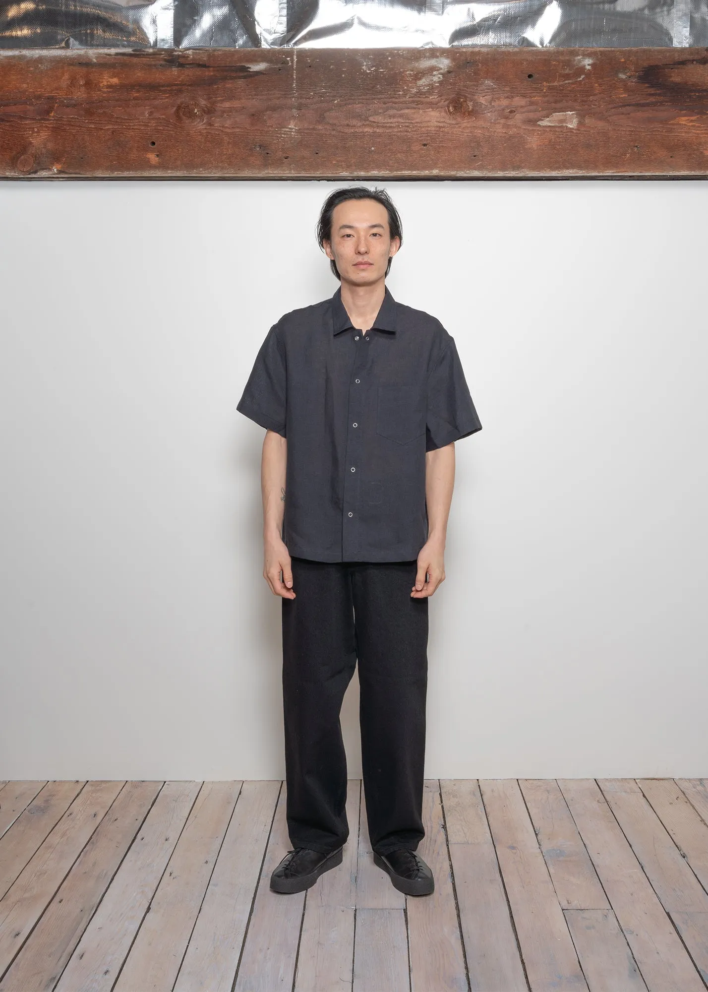 SUNDOWN SHIRT - BLACK BELGIAN LINEN sold by James Coward product image thumbnail 2