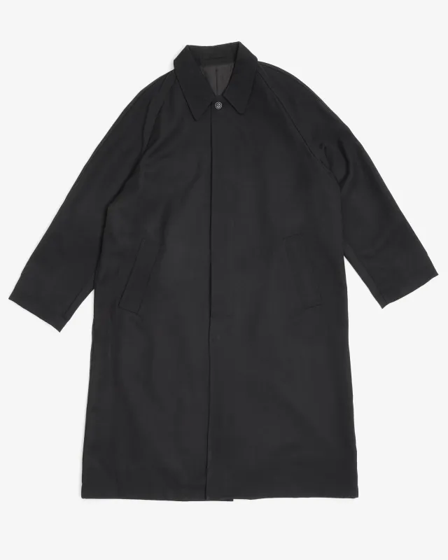 DRAFT COAT - BLACK HEAVYWEIGHT WOOL GABARDINE made by James Coward