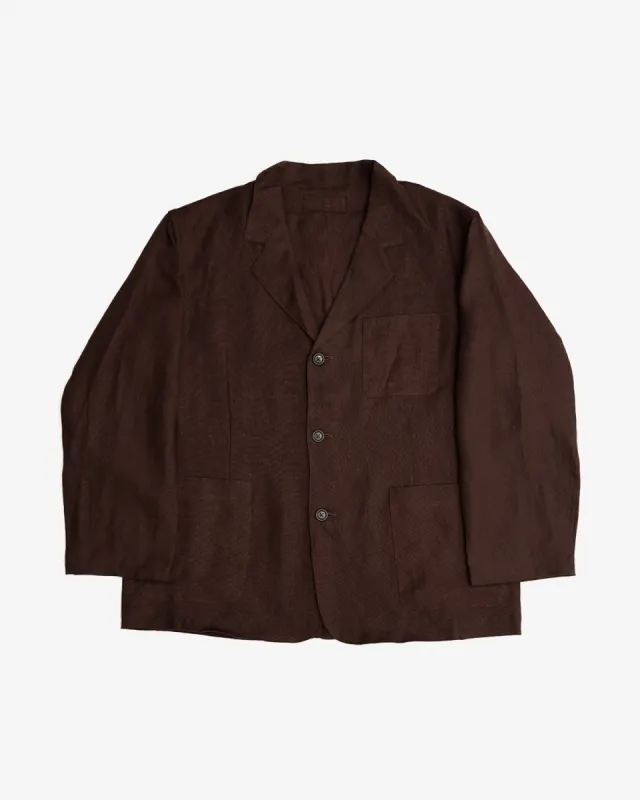 CARRY ON JACKET - CHOCOLATE BROWN WELTERWEIGHT LINEN sold by James Coward