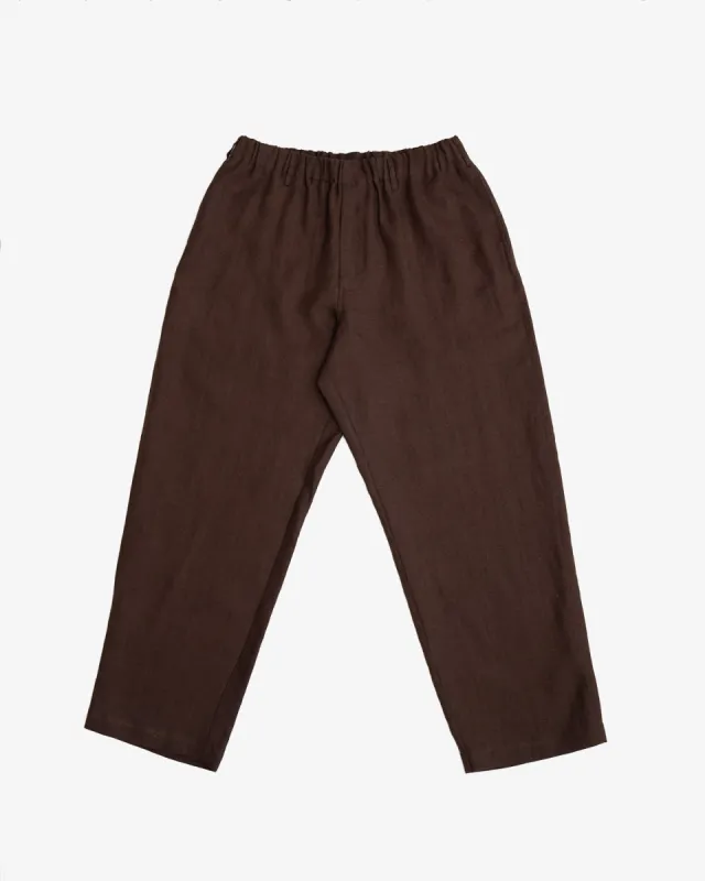 CARRY ON PANT - CHOCOLATE BROWN WELTERWEIGHT LINEN sold by James Coward