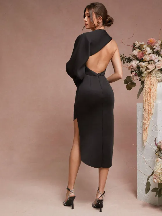 NOVA ONE SHOULDER SCUBA MIDI DRESS sold by hitheredarling product image thumbnail 3