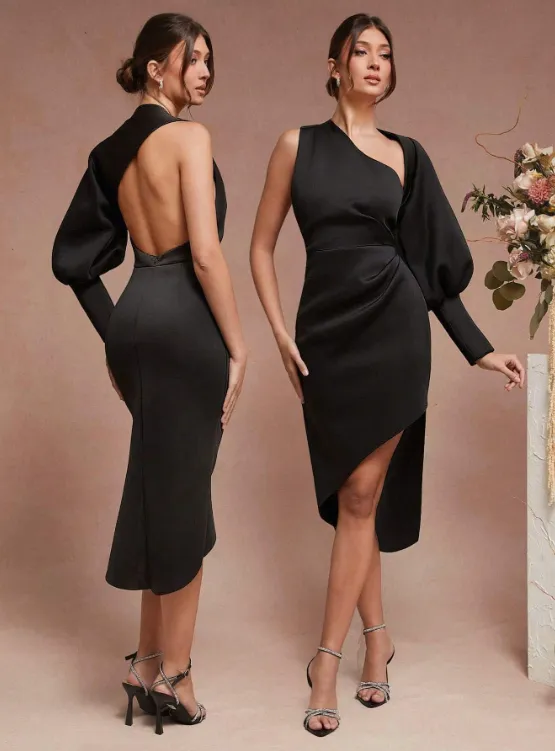 NOVA ONE SHOULDER SCUBA MIDI DRESS sold by hitheredarling