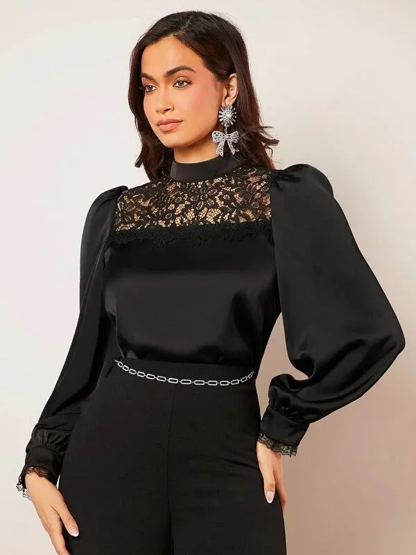 PAMELA LACE NECK LANTERN SLEEVE BLOUSE sold by hitheredarling product image thumbnail 4