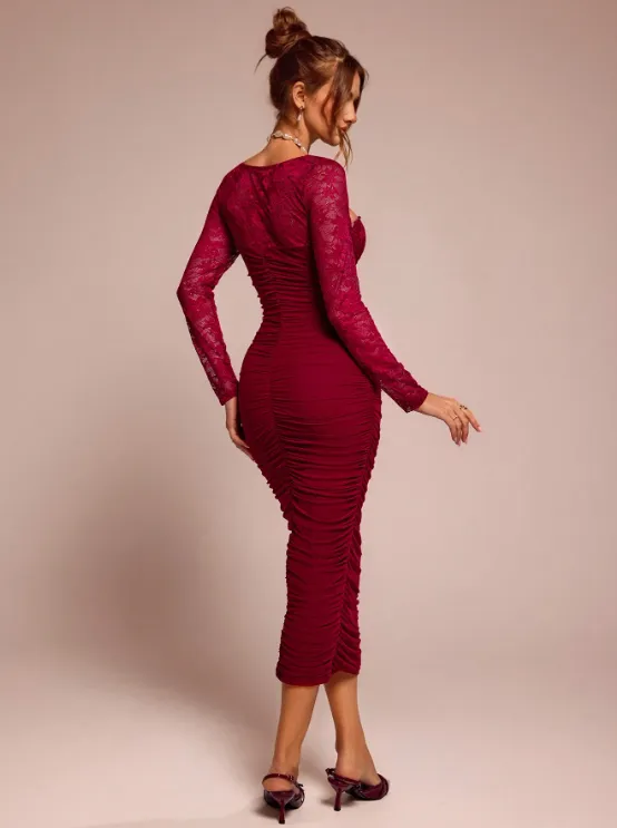 ULMER WINE RED MIDI DRESS - 🌹 sold by hitheredarling product image thumbnail 2