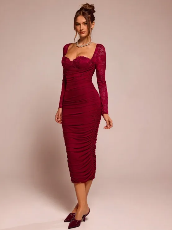 ULMER WINE RED MIDI DRESS - 🌹 sold by hitheredarling product image thumbnail 3
