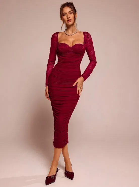 ULMER WINE RED MIDI DRESS - 🌹 sold by hitheredarling