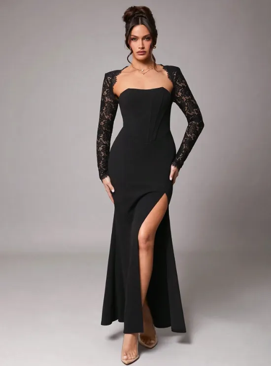 KLEO LACE HIGH SLIT MAXI DRESS sold by hitheredarling