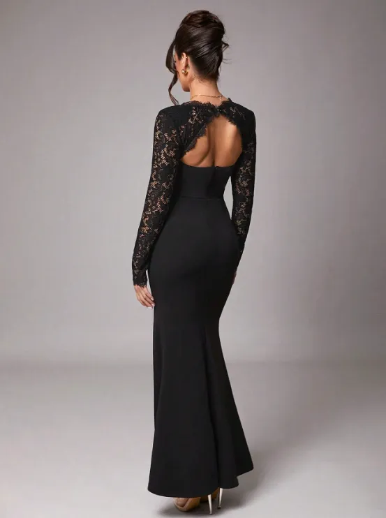 KLEO LACE HIGH SLIT MAXI DRESS sold by hitheredarling product image thumbnail 2