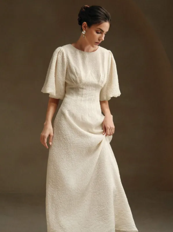 KELLY ROYAL PUFF SLEEVE MIDI DRESS sold by hitheredarling