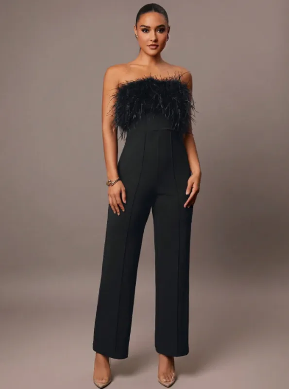 ALICE FLUFFY JUMPSUIT - BLACK sold by hitheredarling