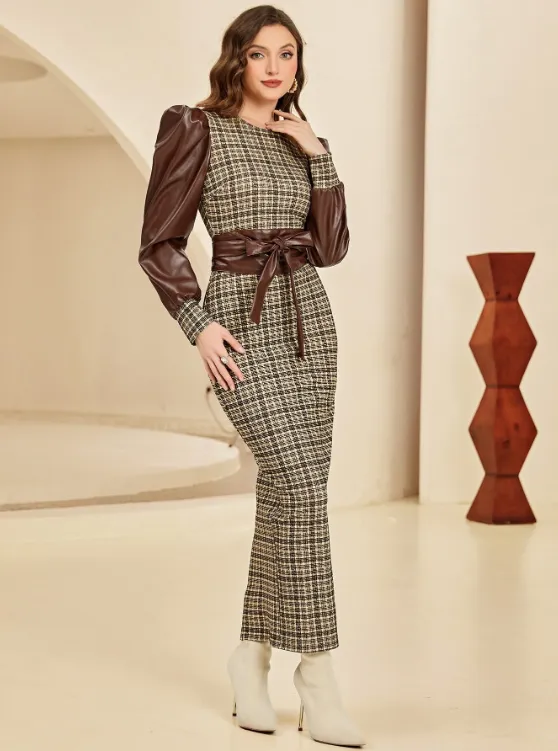 ANASTASIA PLAID PUFF SLEEVE MAXI DRESS sold by hitheredarling product image thumbnail 4