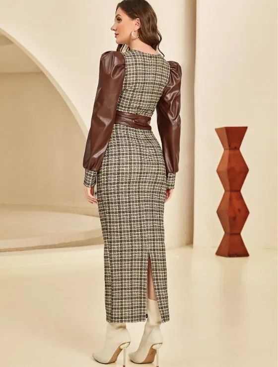 ANASTASIA PLAID PUFF SLEEVE MAXI DRESS sold by hitheredarling product image thumbnail 2