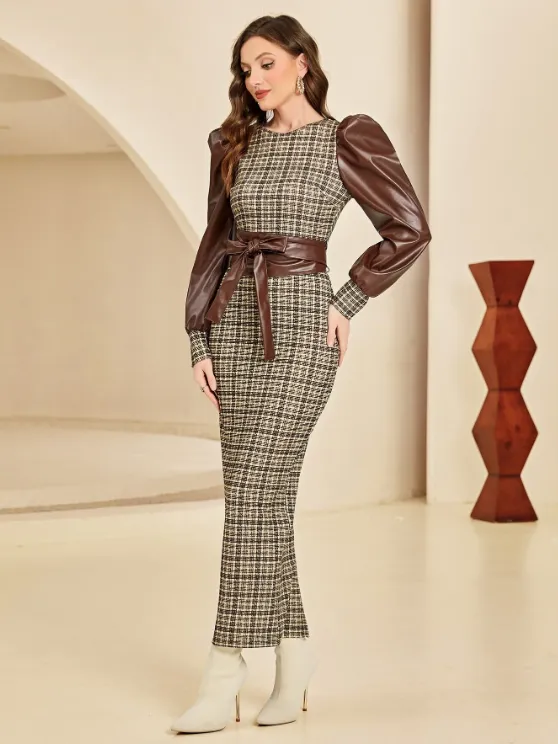 ANASTASIA PLAID PUFF SLEEVE MAXI DRESS sold by hitheredarling product image thumbnail 3