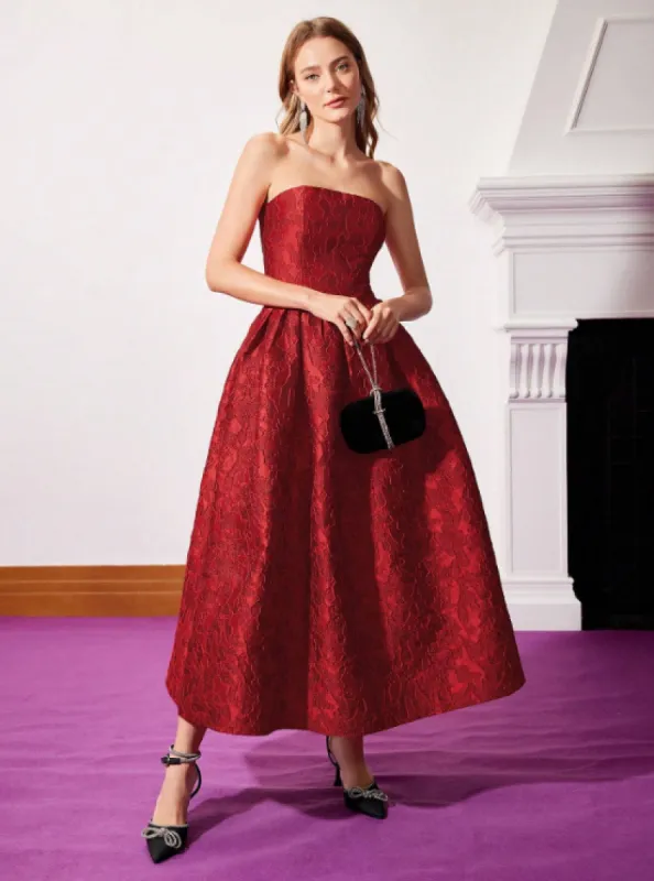 ANDIE STRAPLESS JACQUARD DRESS 🌹 sold by hitheredarling