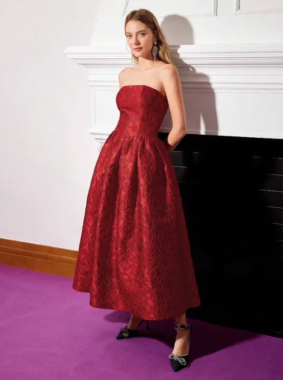 ANDIE STRAPLESS JACQUARD DRESS 🌹 sold by hitheredarling product image thumbnail 4