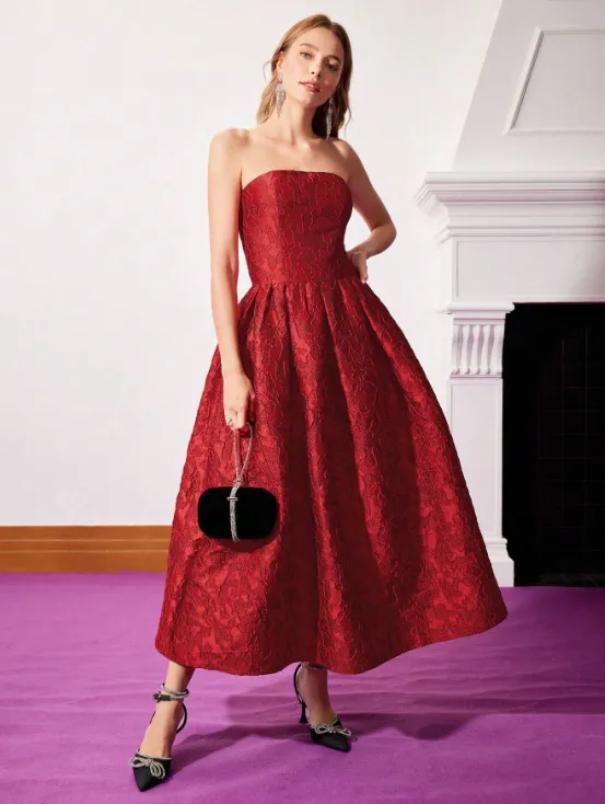 ANDIE STRAPLESS JACQUARD DRESS 🌹 sold by hitheredarling product image thumbnail 5