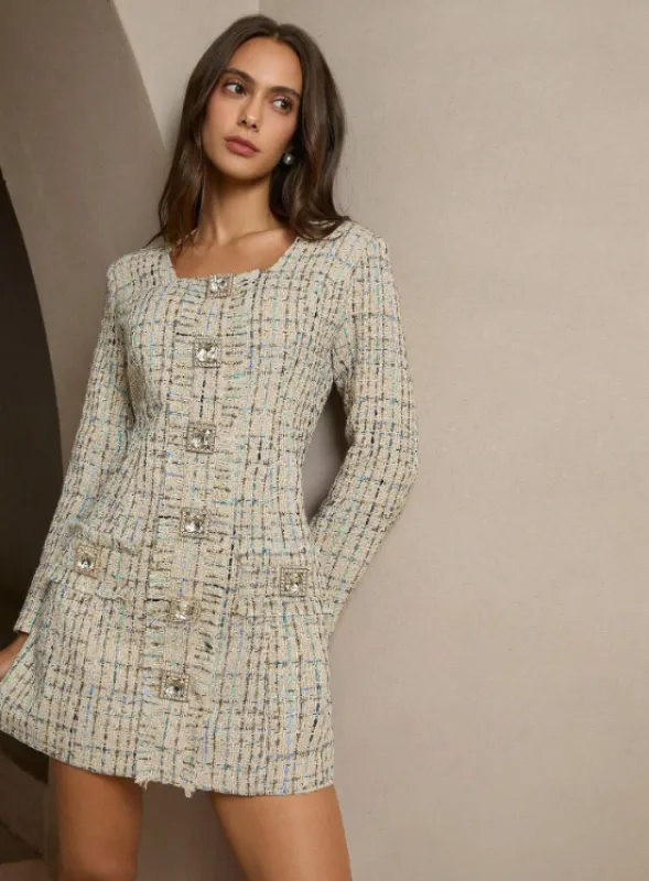 CELIA TWEED RHINESTONE BUTTON DRESS sold by hitheredarling