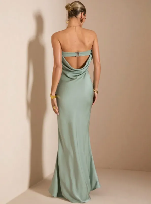 KYLE SATIN MAXI DRESS - MINT GREEN sold by hitheredarling