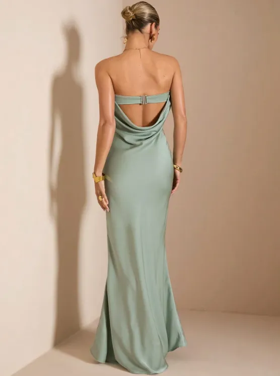 KYLE SATIN MAXI DRESS - MINT GREEN sold by hitheredarling