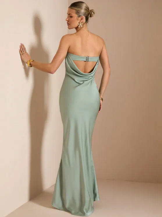 KYLE SATIN MAXI DRESS - MINT GREEN sold by hitheredarling product image thumbnail 3