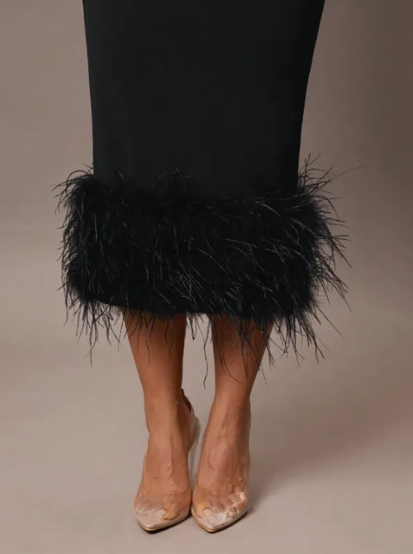 HOPE FAUX FUR MIDI DRESS - BLACK sold by hitheredarling product image thumbnail 4