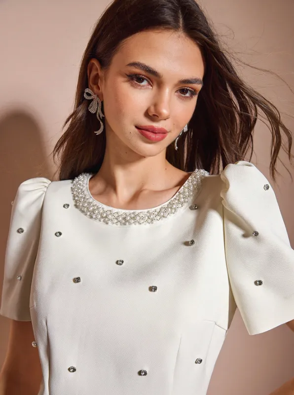 ABRIL PEARL MINI DRESS - WHITE sold by hitheredarling product image thumbnail 4