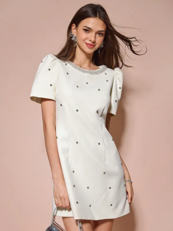 ABRIL PEARL MINI DRESS - WHITE sold by hitheredarling